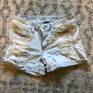 White washed distressed shorts